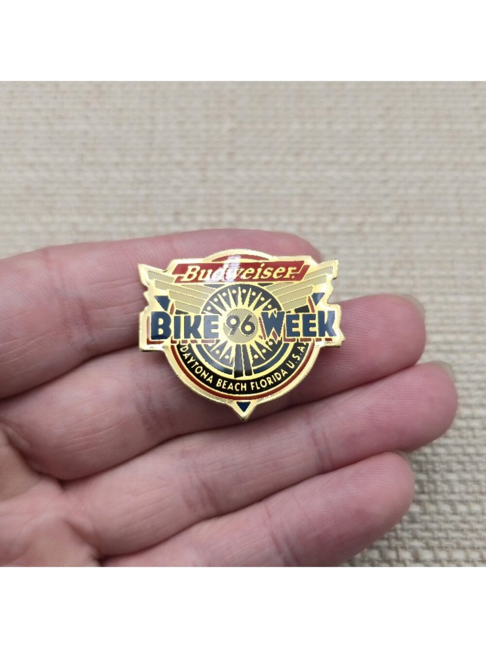 Vintage 1996 Daytona Beach Bike Week Budweiser Enamel Lapel Pin A7998